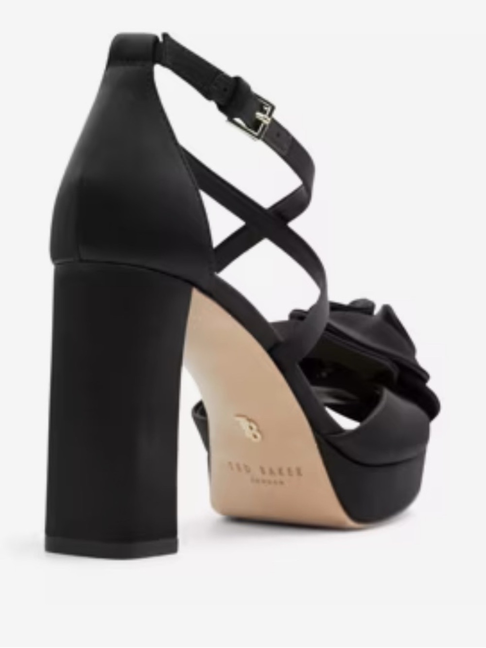 Ted Baker Black Platform Sandal with Floral Accent - Women's Dress Heels - Picture 4 of 10